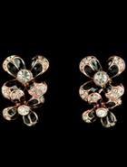 Shein Black Glaze Gold Diamond Flower Stud Earrings