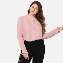 Shein Plus Crinkle Sleeve Chiffon Shirt