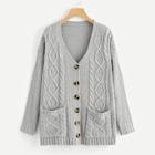 Shein Mixed Knit Button Up Coat