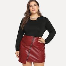 Shein Plus Cut Out Neck Solid Tee