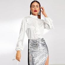Shein Mock Neck Ruffle Embellished Blouse