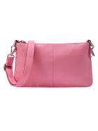 Shein Embossed Leather Top Zip Clutch With Strap - Pink
