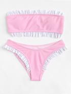 Shein Ruffle Hem Bandeau Bikini Set