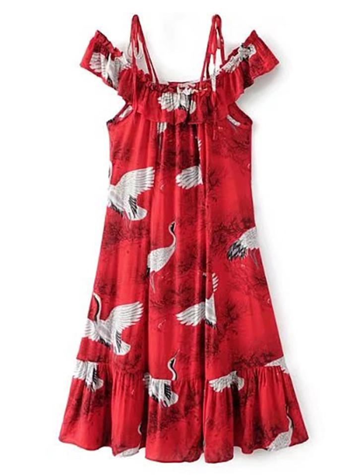 Shein Cold Shoulder Ruffle Trim Dress