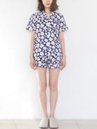 Shein Contrast Binding Floral Print Shirt & Shorts Pj Set