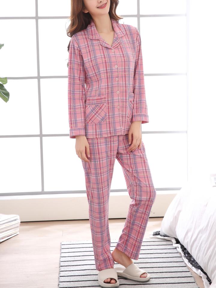 Shein Madras Plaid Shirt & Pants Pj Set