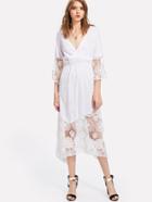 Shein Lace Crochet Contrast Surplice Wrap Dress