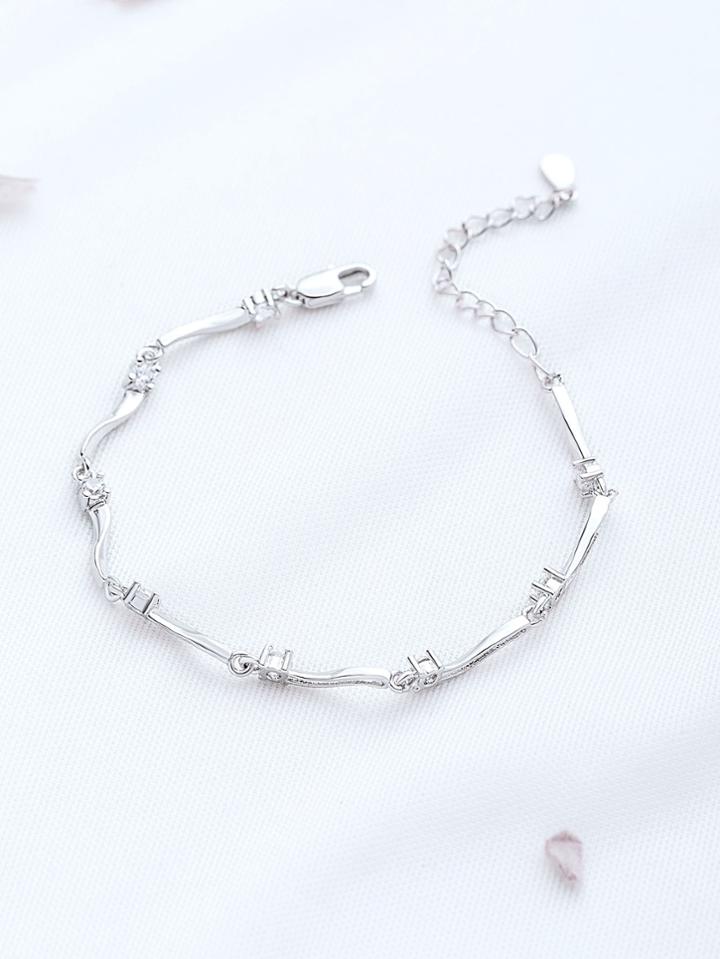 Shein Silver Rhinestone Detail Delicate Bracelet
