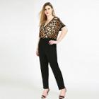 Shein Plus Leopard Print Wrap Jumpsuit
