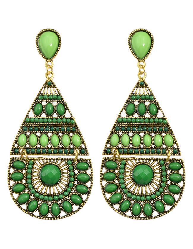 Shein Green Long Drop Bead Earring