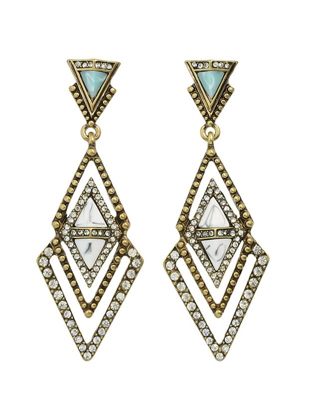 Shein Geometric Rhinestone Big Hanging Earrings