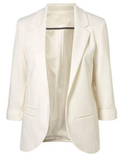 Shein White Boyfriend Ponte Rolled Sleeves Blazer