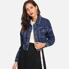Shein Solid Crop Denim Jacket