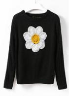Rosewe Laconic Round Neck Long Sleeve Black Pullovers For Woman