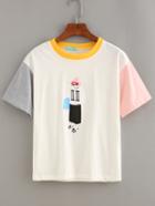 Shein Color Block Sunglasses Girl Print T-shirt
