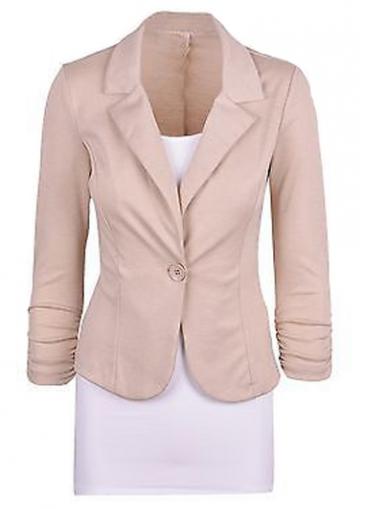 Rosewe Apricot Notch Collar Button Closure Blazer