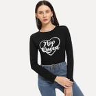 Shein Heart And Letter Print Tee