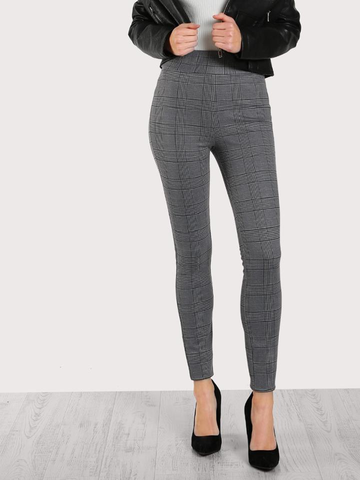 Shein Elasticized Waist Plaid Leggings
