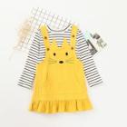 Shein Girls Striped Tee With Ruffle Hem Overall Dress