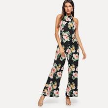 Shein Halter Neck Floral Print  Jumpsuit