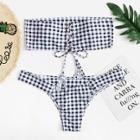 Shein Plus Gingham Lace-up Bikini Set