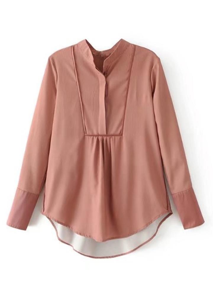 Shein Pinstriped Dolphin Hem Blouse