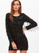 Shein Black Fringe Sequin Bodycon Dress