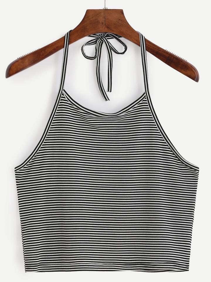 Shein Black Striped Halter Cami Top