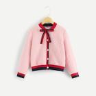 Shein Girls Bow Detail Quilted Jersey Bomber Jacket