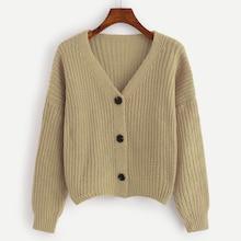 Shein Single Breasted Solid Knit Coat