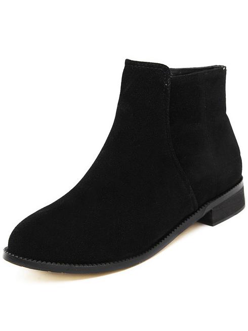 Shein Black Chunky Heel Zipper Round Toe Boots