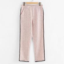 Shein Contrast Lace Trim Plaid Pants