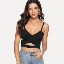 Shein Criss Cross Cut Out Zip Up Side Top