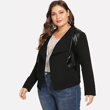 Shein Plus Contrast Pu Leather Blazer