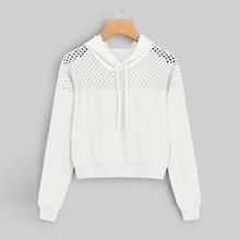 Shein Contrast Mesh Drop Shoulder Hooded Sweatshirt