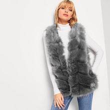Shein Faux Fur Chevron Paneled Vest