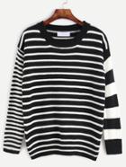 Shein Contrast Striped Drop Shoulder Sweater