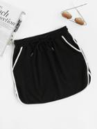 Shein Contrast Binding Dolphin Hem Drawstring Skirt