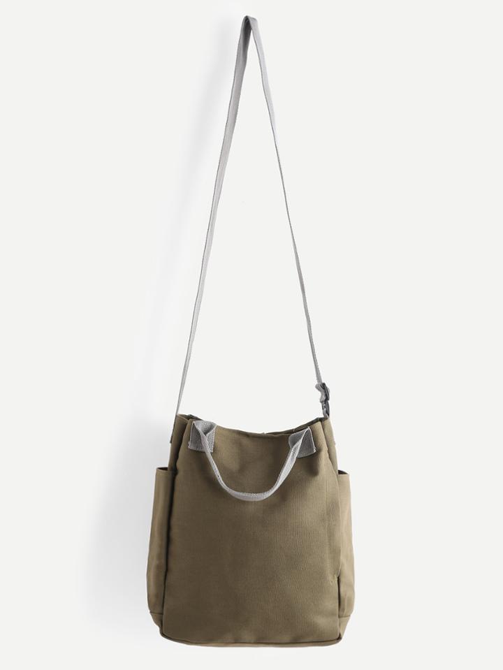 Shein Green Canvas Crossbody Bag With Handle