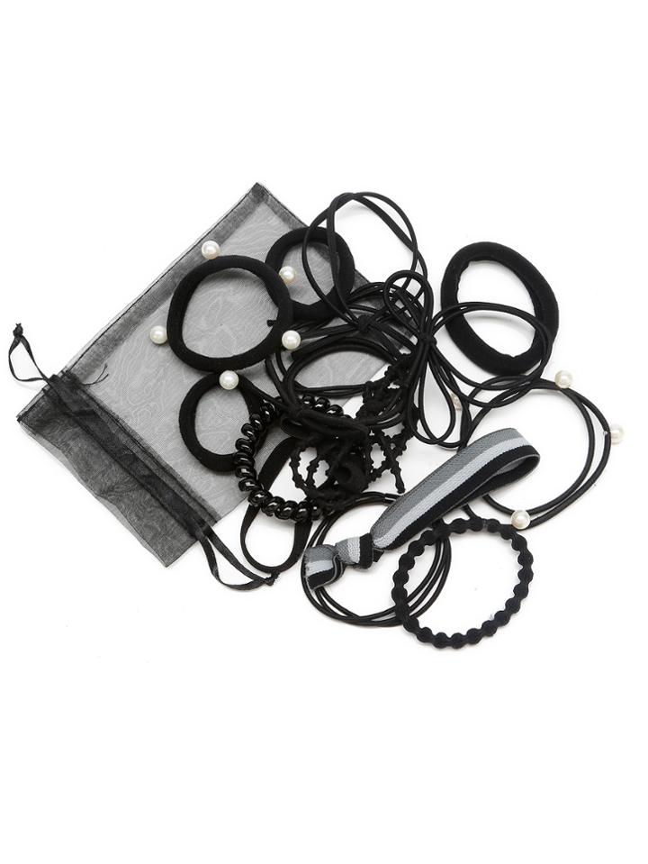 Shein Faux Pearl Hair Tie 15pcs With Mesh Bag