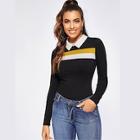 Shein Contrast Collar Colorblock Tee