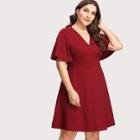 Shein Plus Flutter Sleeve Overlap Front Fit & Flare Dress