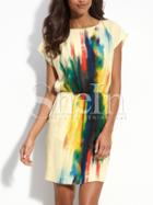 Shein Multicolor Dyed Raglan Lovely Adorable Cap Sleeve Blouson Dress