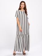Shein Vertical Striped Drop Waist Full Length Dress
