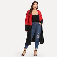 Shein Plus Contrast Panel Long Coat