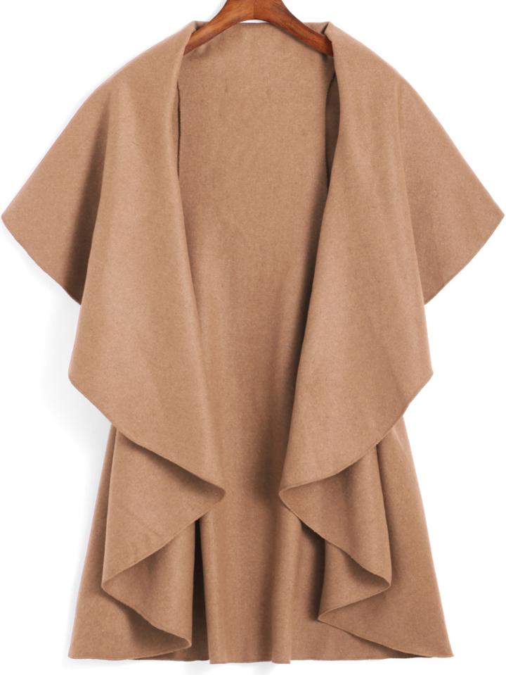 Shein Khaki Lapel Dip Hem Loose Coat