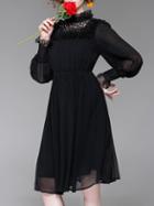 Shein Flounce Neck Sheer A-line Dress