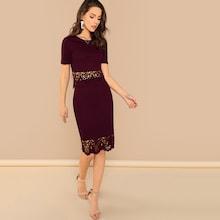 Shein Scallop Edge Laser Cut Top And Skirt Set