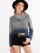 Shein Grey Ombre Turtleneck Crop Sweater