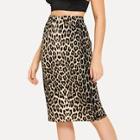 Shein Leopard Print Jersey Skirt